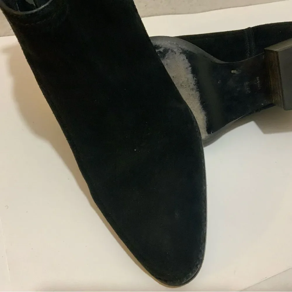 Alexander Wang Gabi Cut Out Boot 39.5 Black Suede Silver Metal Heel